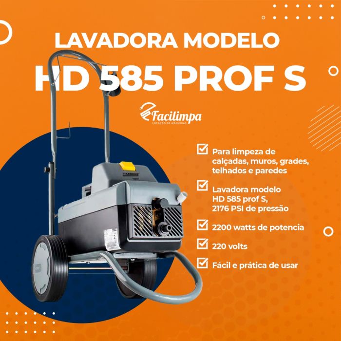 Aluguel de lavadora de alta pressão Karcher HD 585 - (Similar a WAP)